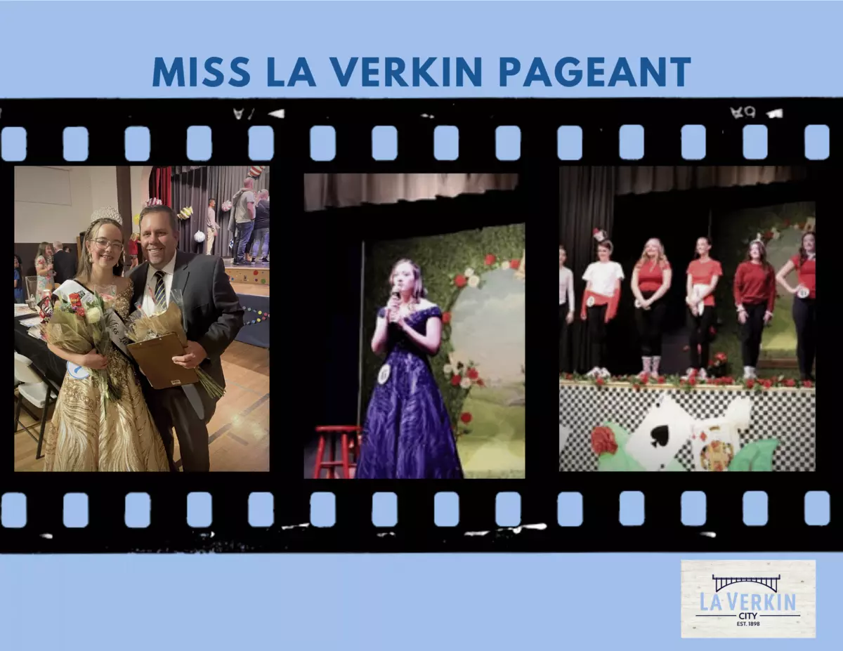 A banner depicting images from past pageant events.